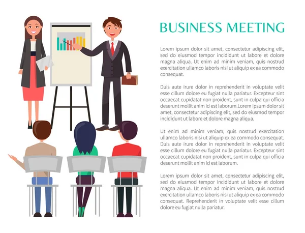 Cartel de reunión de negocios con presentación de beneficios — Vector de stock