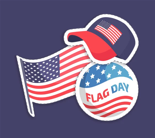 Amerikanska Flaggans dag Festival patriotiska klistermärken — Stock vektor