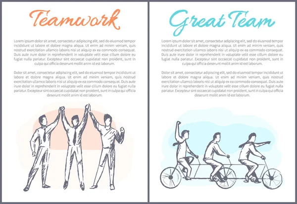 Teamwork und tolles Team setzen Vektor-Illustration — Stockvektor