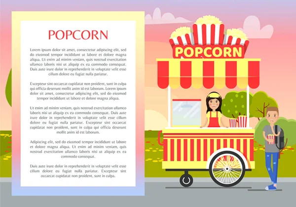 Popcorn-Banner und Textbeispiel-Vektorillustration — Stockvektor