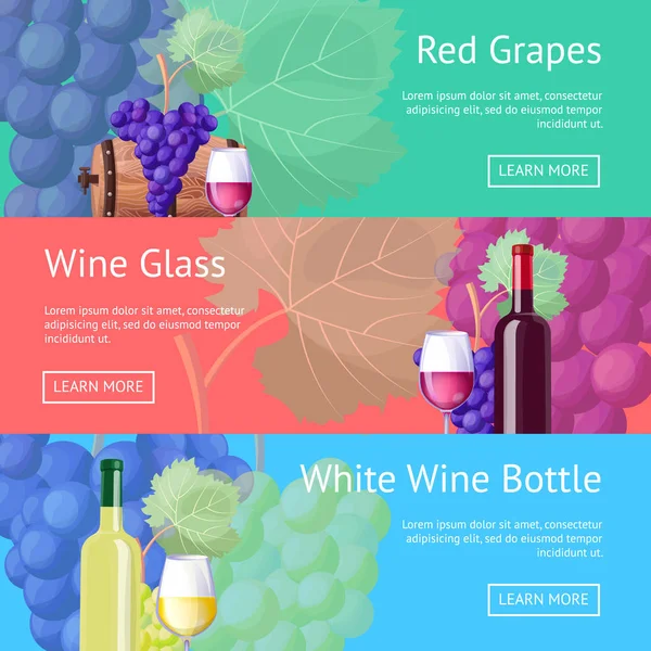 赤と白のワインのプロモーション インターネット ページ セット — ストックベクタ