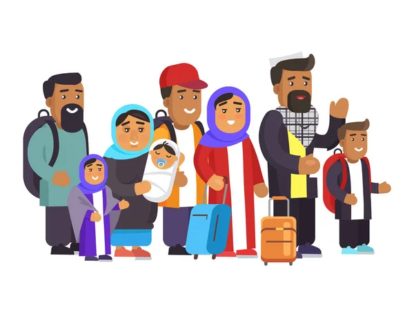 Muslim Family Traveling Days Vector Illustration — Stock Vector