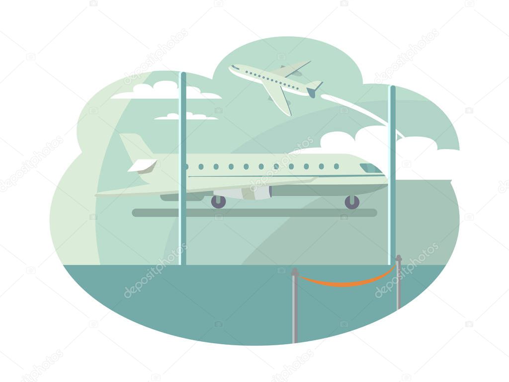 Airport Transportation Set Vector Illustration