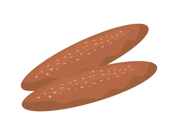 Loafs de pan, hornear fresco, iconos de color, tarjeta vectorial — Vector de stock