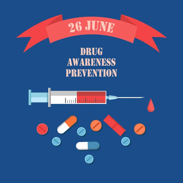 Día de Concientización y Prevención de Drogas 26 de junio Banner — Vector de stock