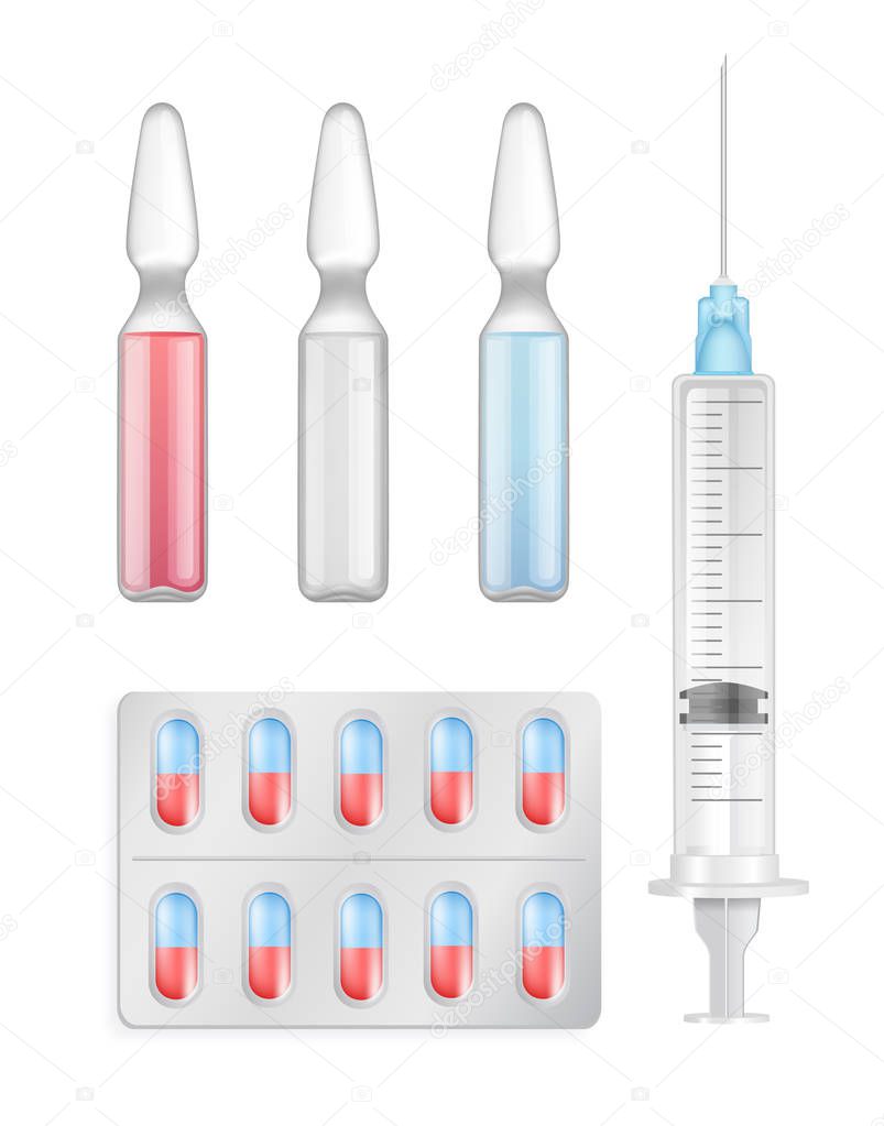 Prescription Medical Set, Vector Illustration