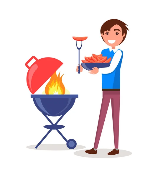 Barbecue pour homme Saucisses Barbecue vectoriel iIllustration — Image vectorielle