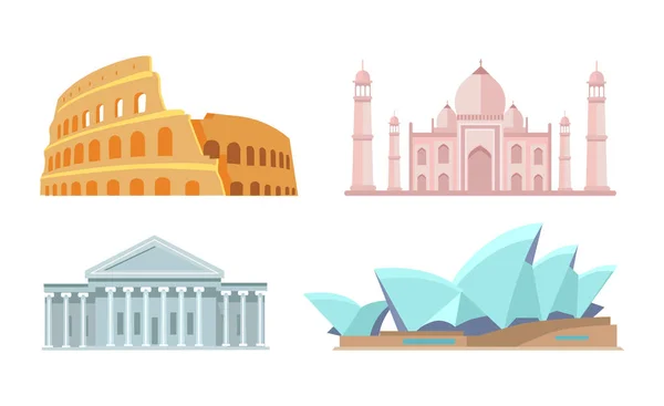 Capitol of USA y Taj Mahal Vector Illustration — Vector de stock