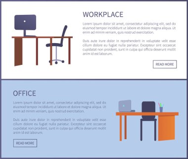 Ofis İşyeri tasarımı masa, bilgisayar ve sandalye