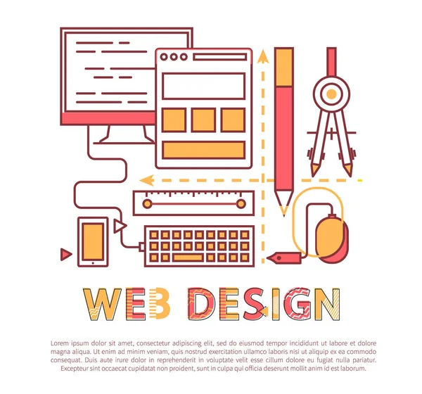 Web Design Vector Banner com Ferramentas de Desenvolvimento — Vetor de Stock