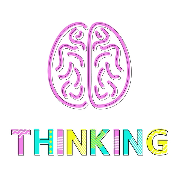 思考過程と脳アイコンのカラフルなカード — ストックベクタ
