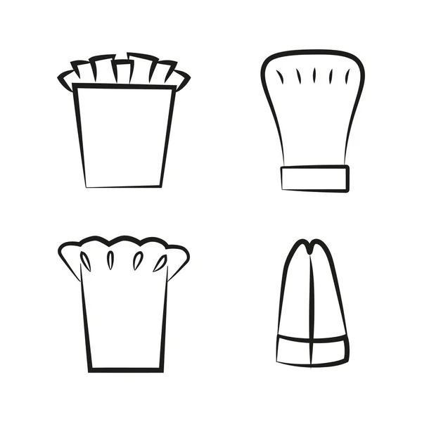Casquettes de cuisine Set Headwear Article pour Baker Chef cuisinier — Image vectorielle