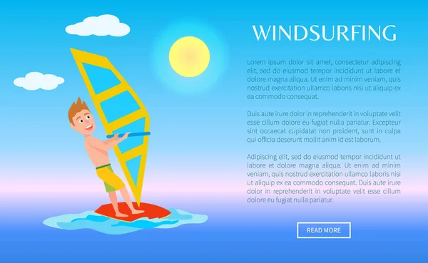 Windsurfing Web Poster Summer Sport Activity Sea — Stock Vector