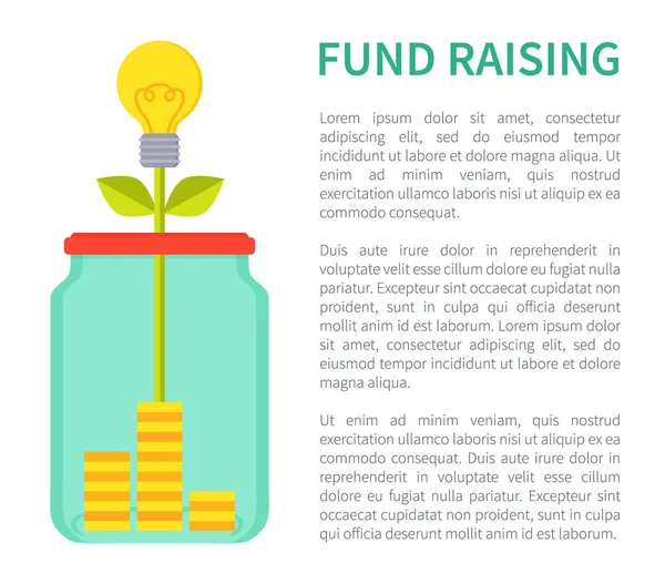 Fondsenwerving heldere Poster met Jar spaarpot — Stockvector