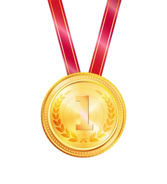 Golden Medal Award Colorful Vector Illustration — Stock Vector