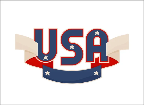 USA Label with National American Symbolism Banner — Stock Vector