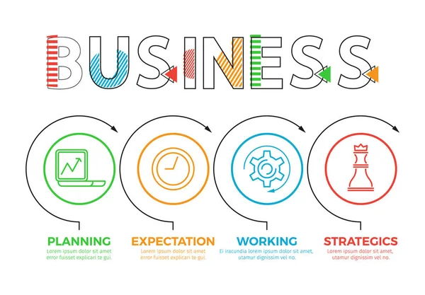 Business Components, Successful Strategy Banner — Stock Vector