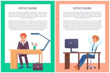 İş yerinde oturan erkek hayal office iş posterler