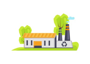 Geri dönüşüm fabrika binası vektör çizim