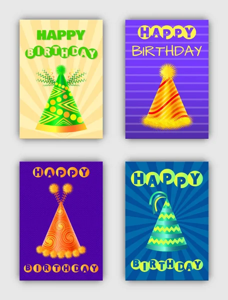 Creatieve verjaardag Bday Banners Vector hoeden Caps — Stockvector