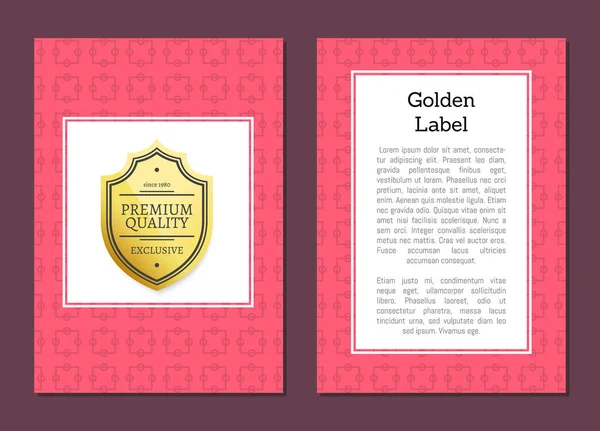 Golden Quality Premium Choice Gold Label na bandeira — Vetor de Stock