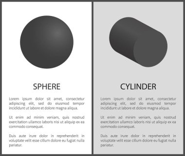 Küre ve silindir 3d siyah geometrik şekiller