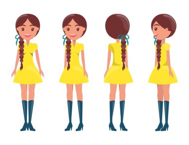 Modern zarif bir görünüm kız esmer kız örgülü