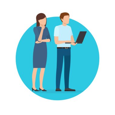 Başlangıç proje Poster erkek ve kadın işçiler ile