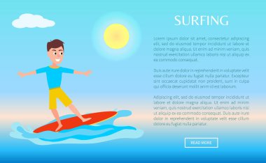Sörf Web Poster tasarım çocuk sörfçü, Yaz Sporu