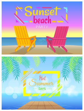 Sunset Beach Party, sıcak yaz günlerinde, iki şezlong üzerinde