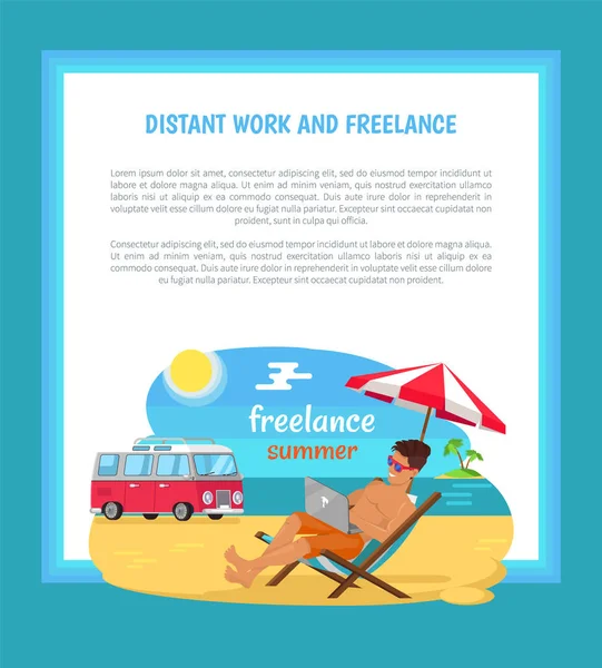 Μακρινή εργασία και ελεύθερος άνθρωπος Freelancer αφίσα — Διανυσματικό Αρχείο