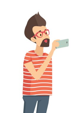 Casual adam cep telefonu Gadget'ı elinde tutan