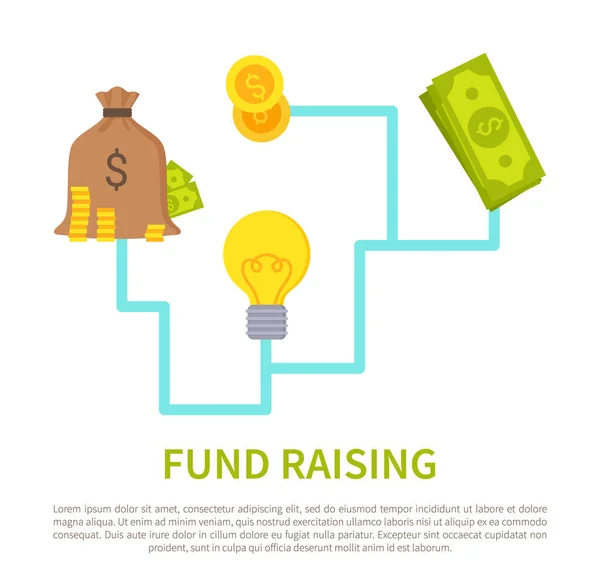 Fund Raising Poster with Scheme How to Get Money — Stock Vector
