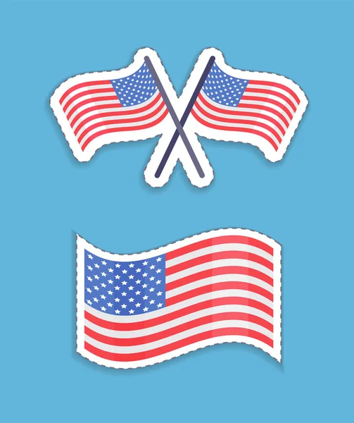 USA flagi patriotyczny Symbol wektor ilustracja zestawu — Wektor stockowy