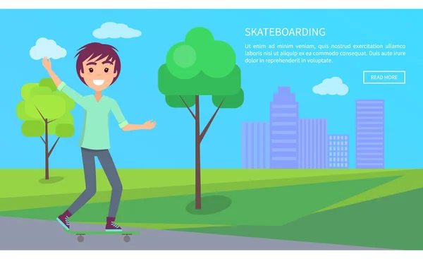 Skateboarding Web y texto Vector Ilustración — Vector de stock