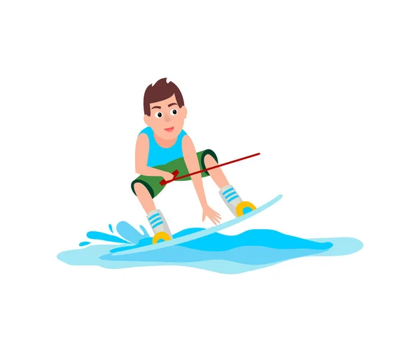 Kitesurfing Sport és biztos fiú vektoros illusztráció — Stock Vector