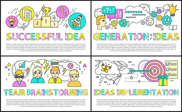 Equipo Brainstorming Collection Vector Illustration — Vector de stock