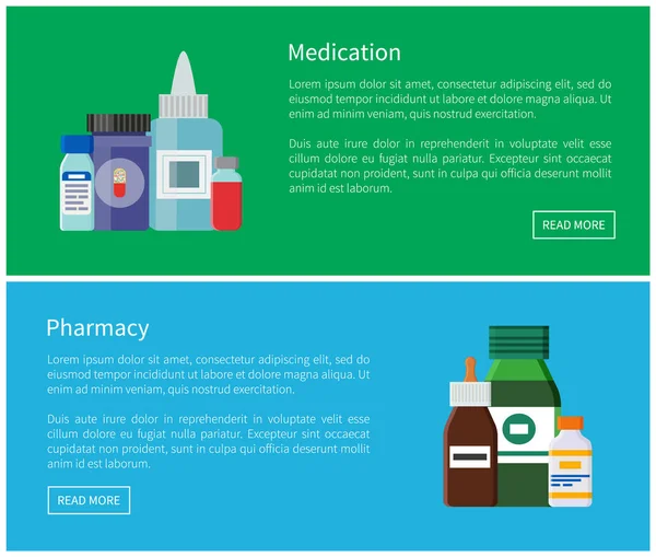 Medikament und Apotheke Web-Poster Antibiotika — Stockvektor