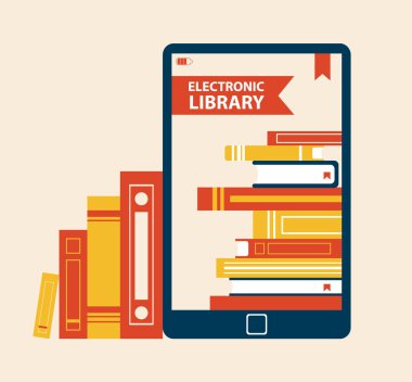 Elektronik Kütüphane Poster vektör çizim