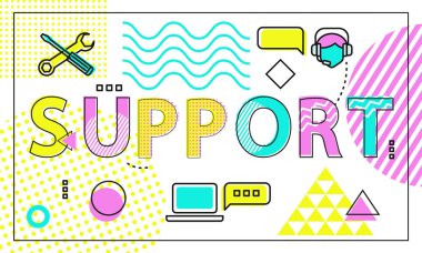 Destek iş Poster simgeler vektör çizim