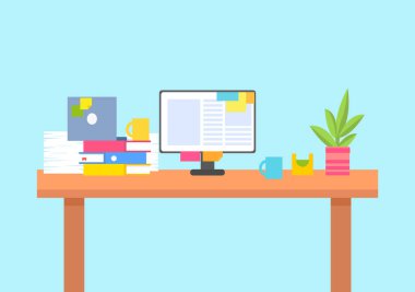 Resepsiyon bilgisayar ekranında tam kağıt belgelerin