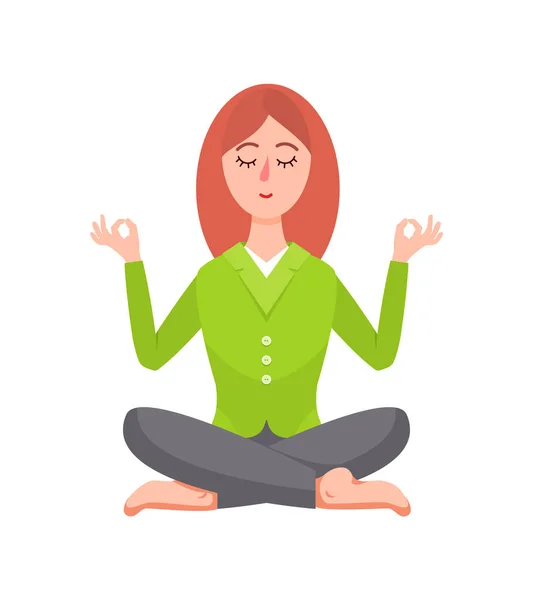 Zakenvrouw zitten in Lotus Pose Vector Image — Stockvector