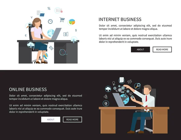 Internet i Online Business wektor ilustracja — Wektor stockowy