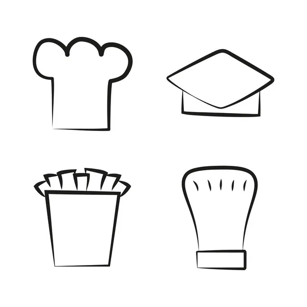 Mutfak kapakları Set şapkalar madde Baker Şef aşçı için — Stok Vektör