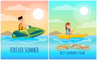 Sonsuza dek yaz posterler vektör çizim ayarla