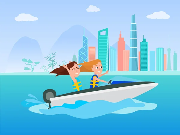 Boating Activity in Summer Vector Illustration — Stock Vector