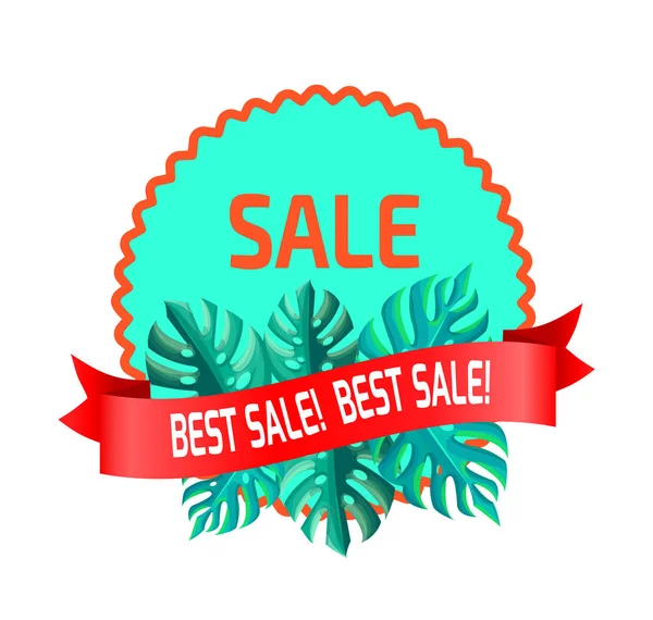 Best Sale Promotional Emblem with Palm Leaves — Stock Vector