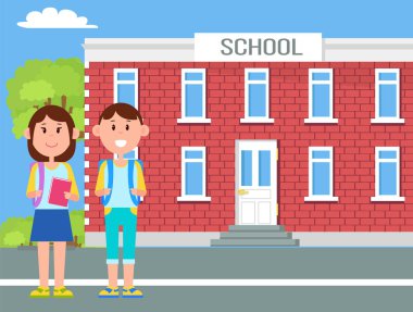 Okul ve çocuk çanta vektör çizim ile