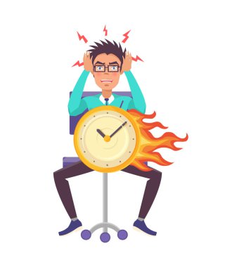 Adam geç vektör çizim konusunda kızgın