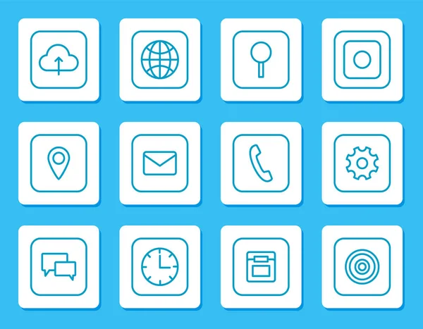 Minimalistic Linear Icons for Mobile Devices Set — Stock Vector